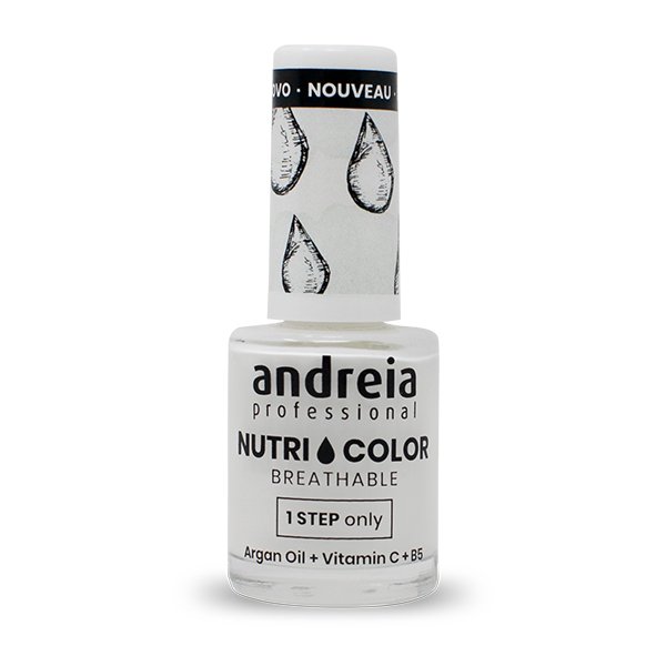 Andreia Professional NutriColor - Breathable Vegan Nail Polish NC1 White - 10.5ml - Image 2