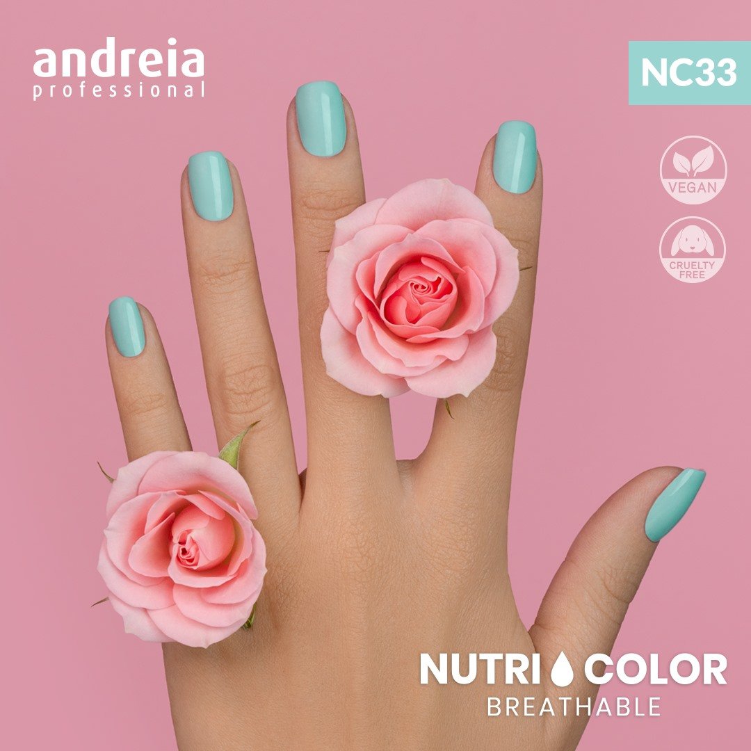 Andreia Professional NutriColor - Breathable Vegan Nail Polish NC33 Light Turquoise - Image 3