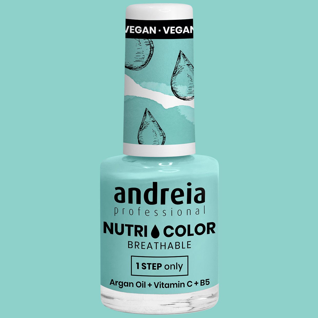 Andreia Professional NutriColor - Breathable Vegan Nail Polish NC33 Light Turquoise - Image 4