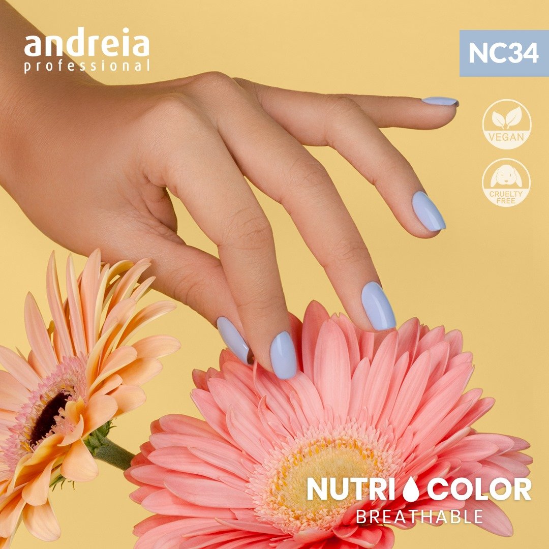 Andreia Professional NutriColor - Breathable Vegan Nail Polish NC34 Light Periwinkle Blue - Image 3