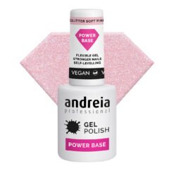 Andreia Professional Nail UV and LED Gel Polish Power Base - Glitter Soft Pink
