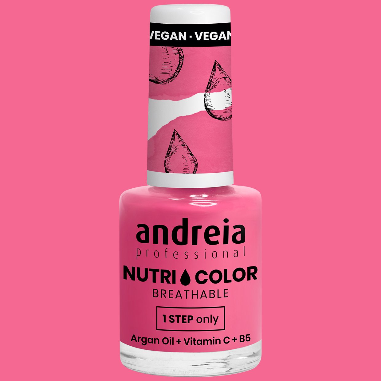 Andreia Professional NutriColor - Breathable Vegan Nail Polish NC30 Bubble Gum Pink - Image 2