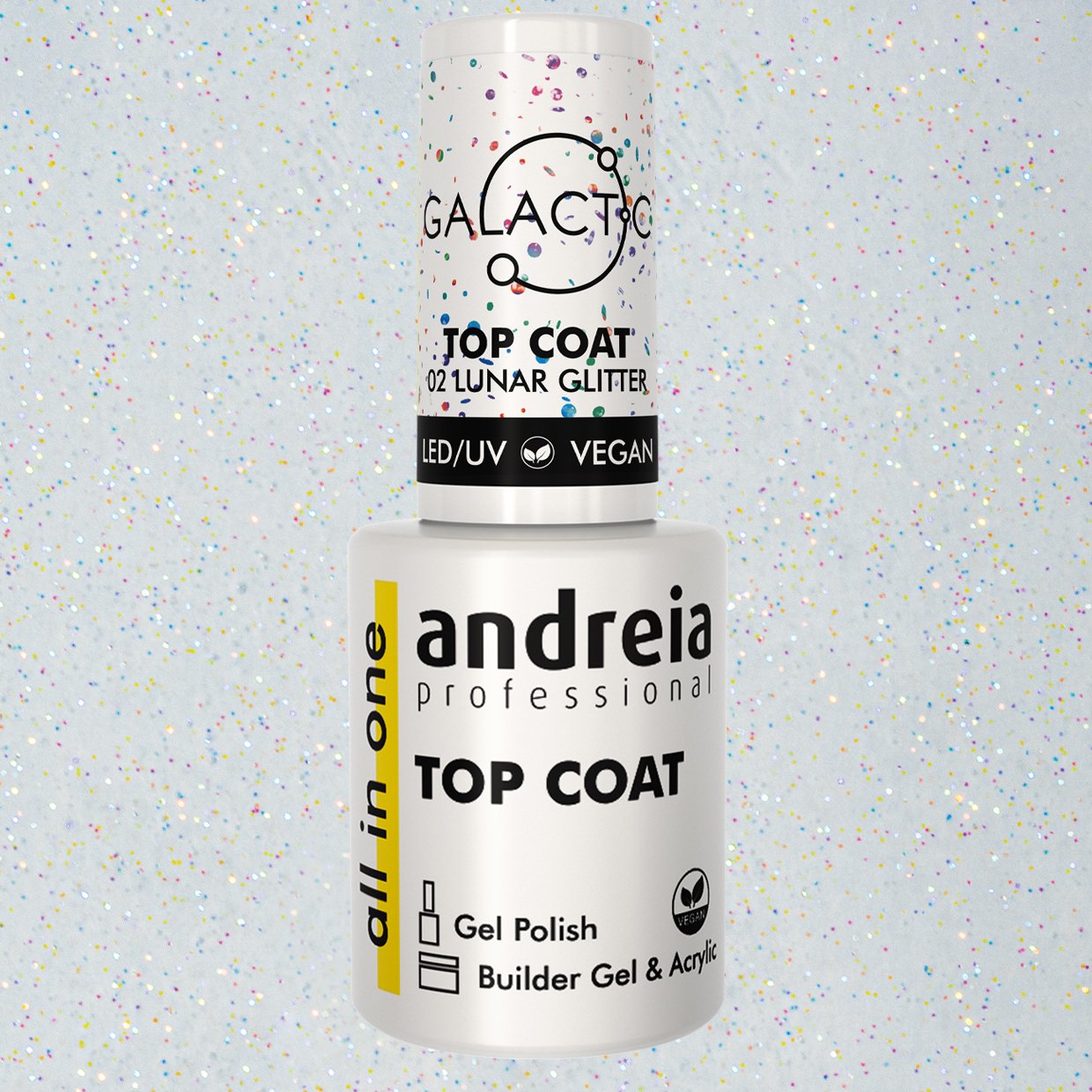 Andreia Professional All In One - Galactic Top Coat Holographic Glitter - Colour 02 Lunar - Image 2