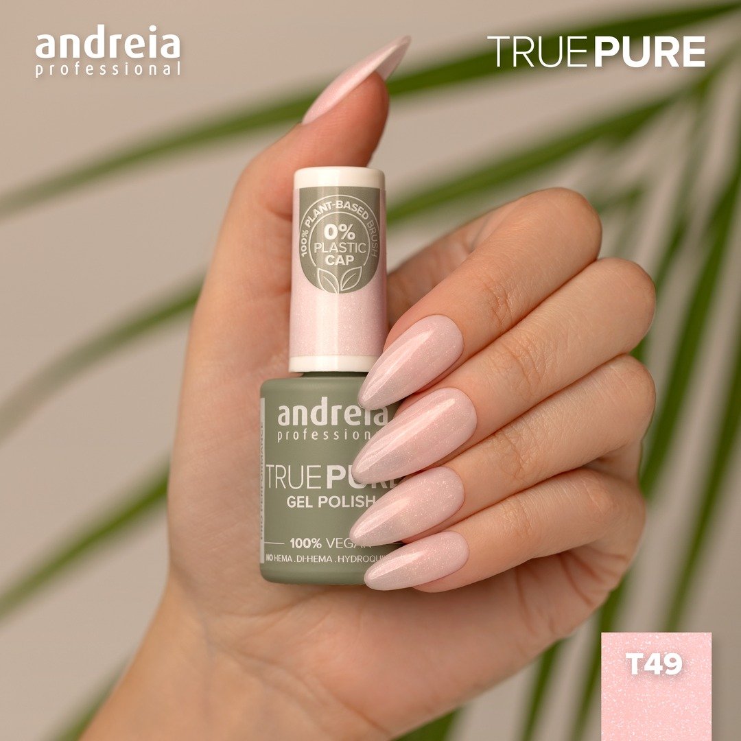 Andreia Professional True Pure – 100% Vegan, Hema Free Gel Polish - T49 Baby Pink Shimmer - Image 3