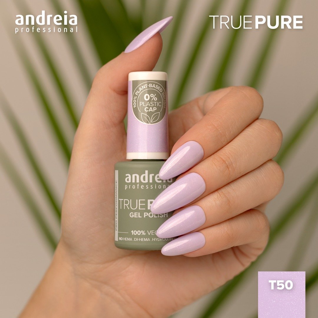Andreia Professional True Pure – 100% Vegan, Hema Free Gel Polish - T50 Lavender with Delicate Glitter - Image 3
