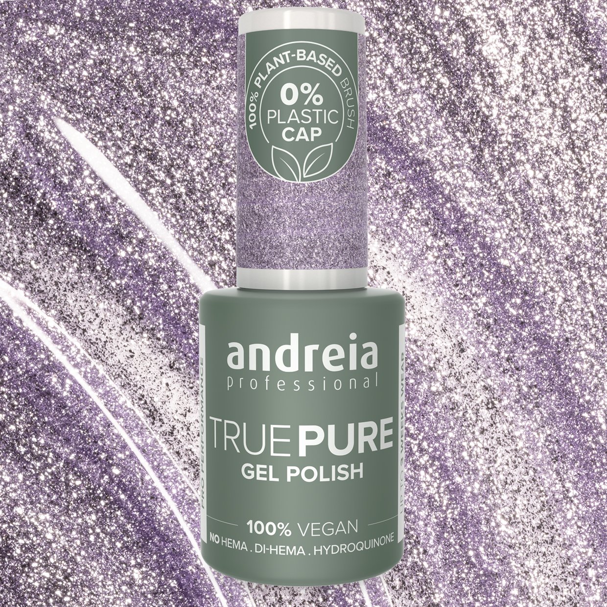 Andreia Professional True Pure – 100% Vegan, Hema Free Gel Polish - T09 Lavender Glitter - Image 2