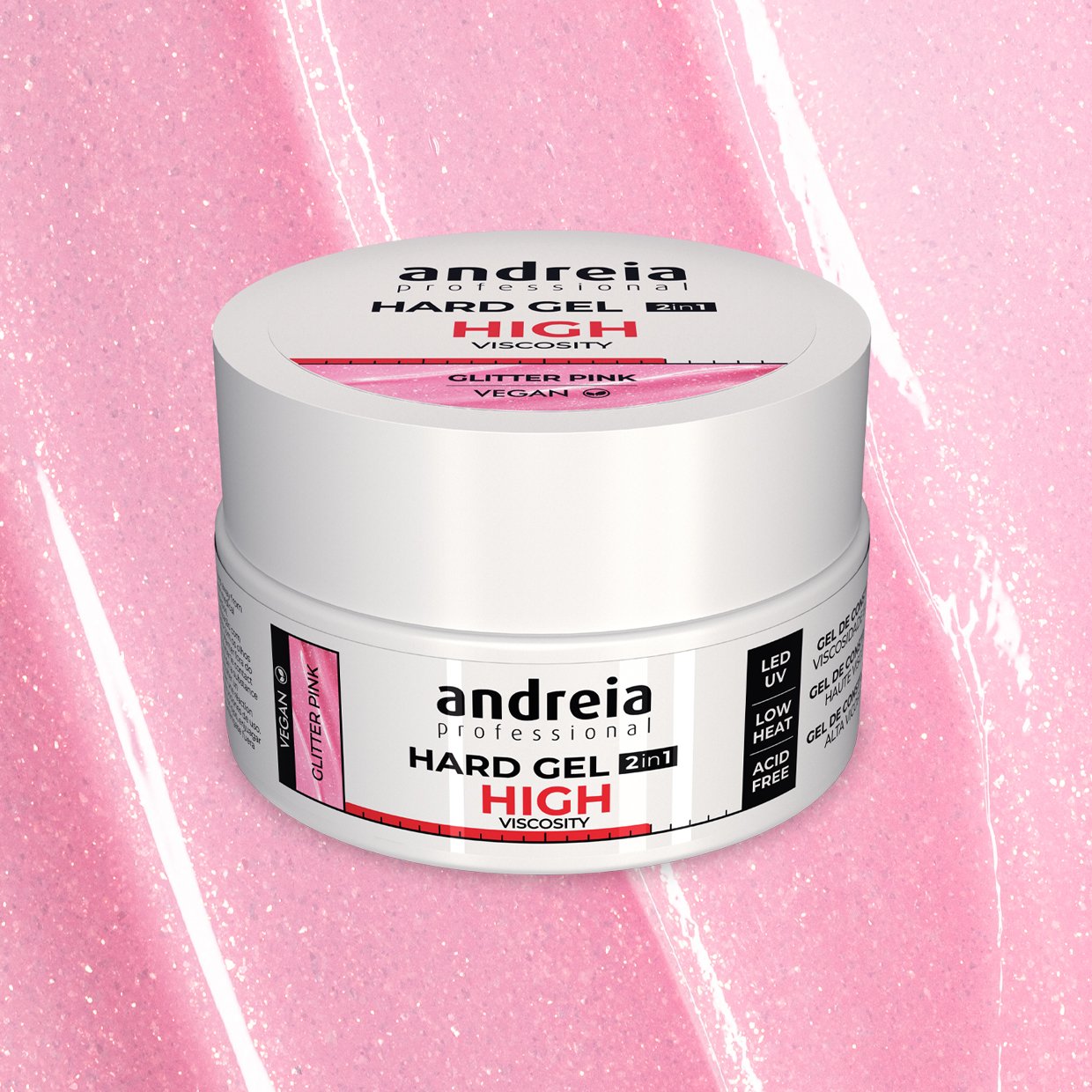 Andreia Professional Hard Gel - High Viscosity - Glitter Soft Pink 22g - Image 2