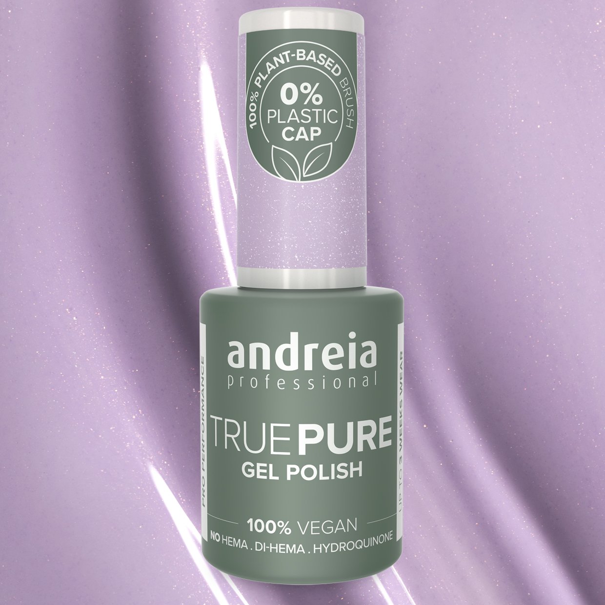 Andreia Professional True Pure – 100% Vegan, Hema Free Gel Polish - T50 Lavender with Delicate Glitter - Image 2