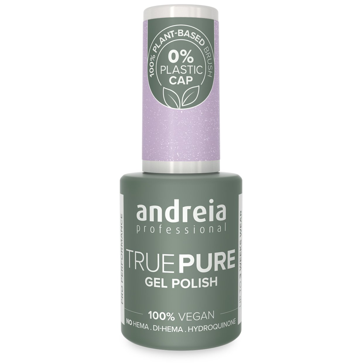 Andreia Professional True Pure – 100% Vegan, Hema Free Gel Polish - T50 Lavender with Delicate Glitter