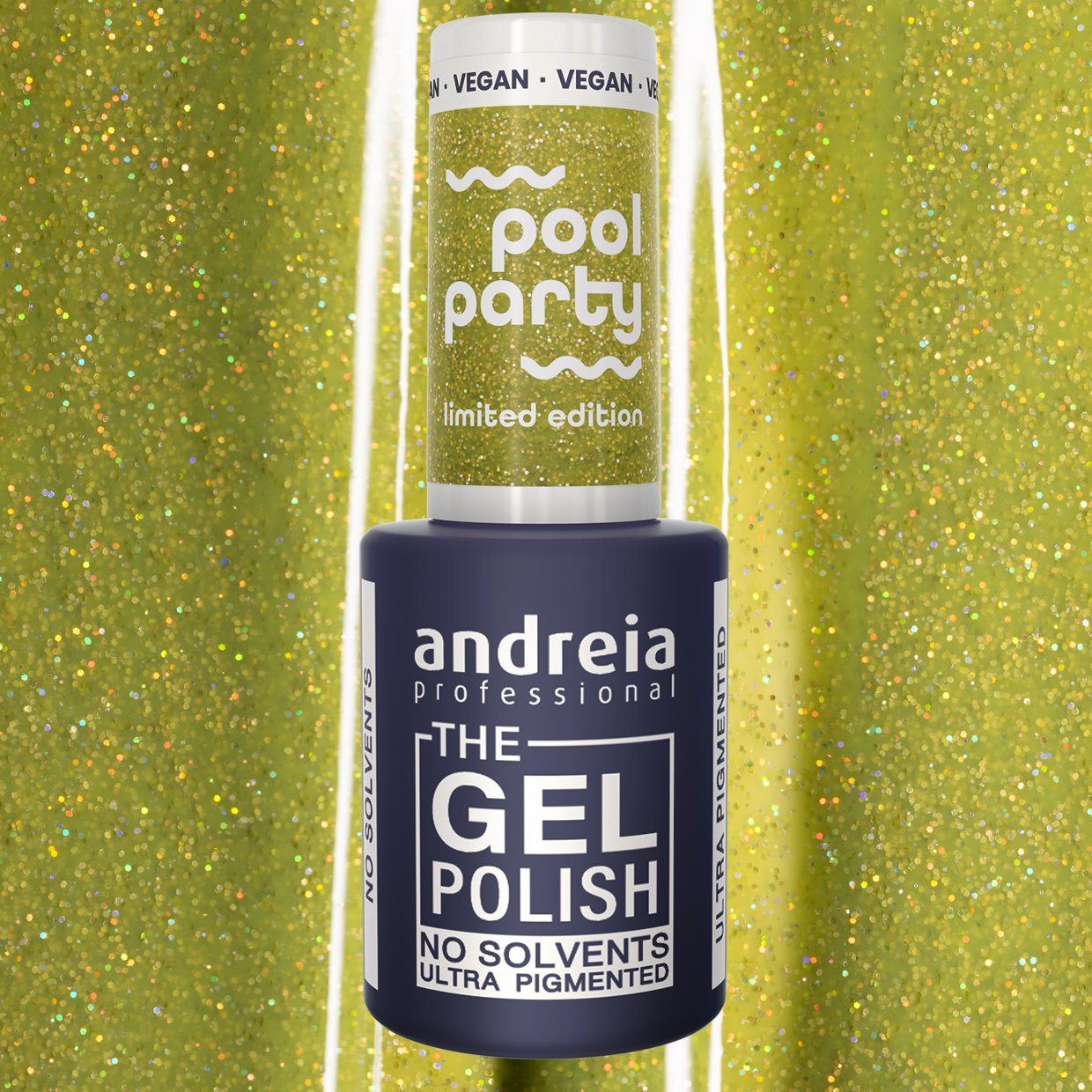 Andreia Professional - The Gel Polish - POOL PARTY Ltd Collection - PP6 Green with Holographic Glitter - Image 2