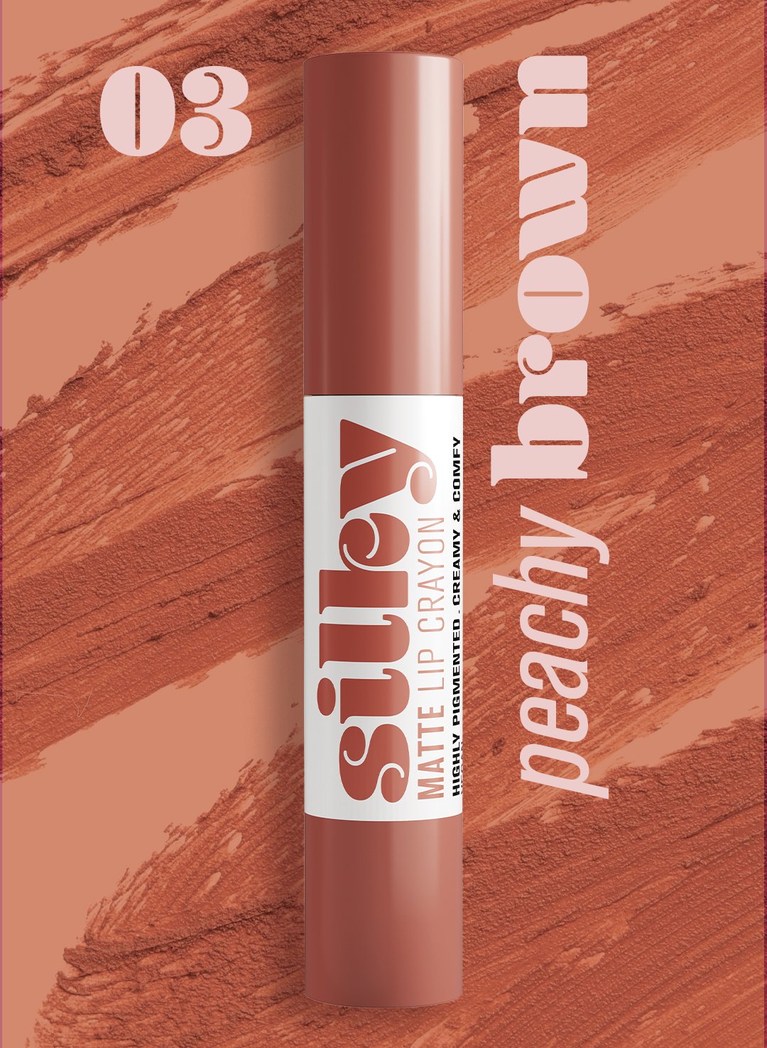 Andreia Professional Makeup - SILKY Matte Lip Crayon - 03 Peachy Brown - Image 5