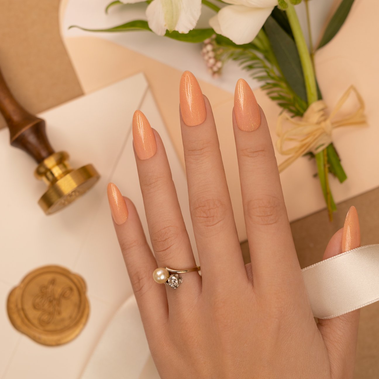 Andreia Professional Nail Gel Polish - I DO - ID2 Nude with Gold Sparkles - Image 2