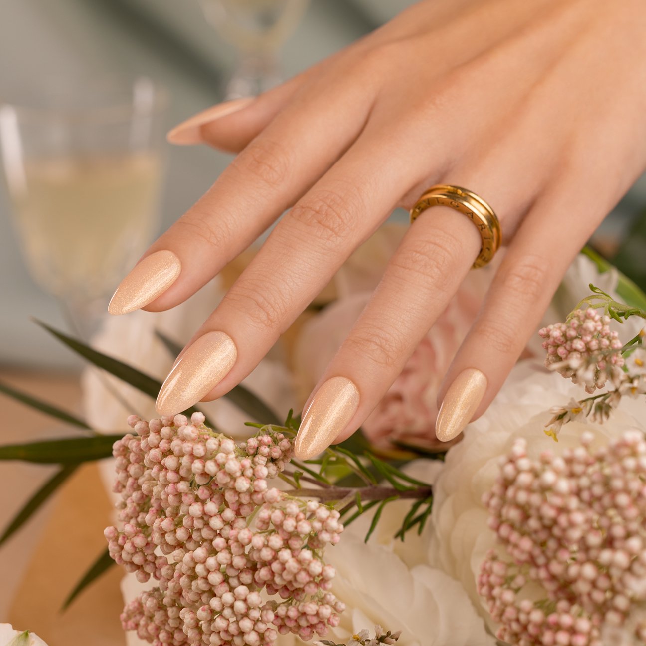 Andreia Professional Nail Gel Polish - I DO - ID3 Champagne Nude with Gold Sparkles - Image 2