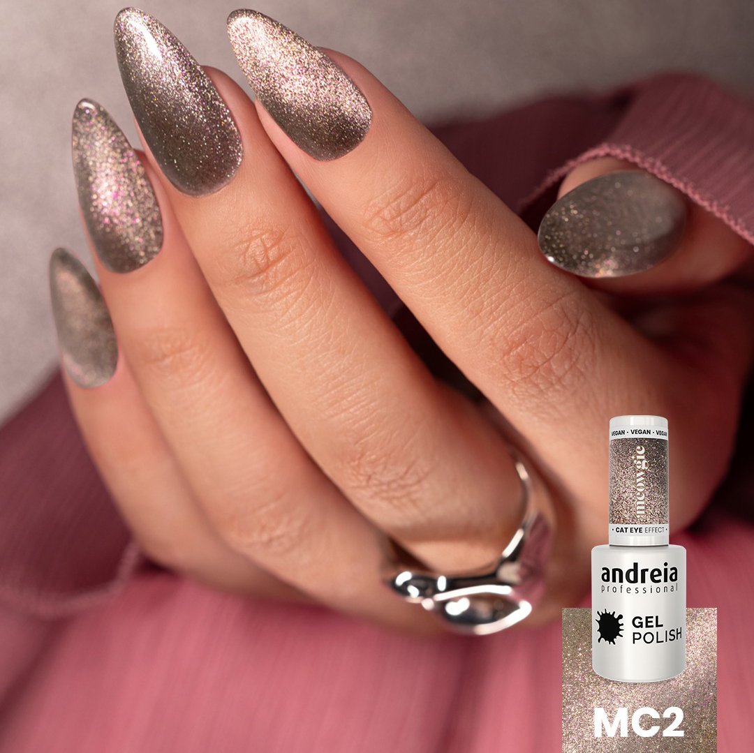 Andreia Professional - Nail Gel Polish - MEOWGIC Cat Eye Effect - MC2 Magnetic Taupe Glitter - 10.5ml - Image 2