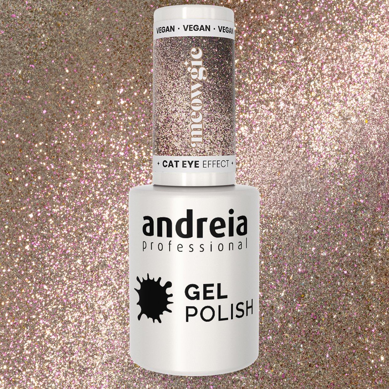 Andreia Professional - Nail Gel Polish - MEOWGIC Cat Eye Effect - MC2 Magnetic Taupe Glitter - 10.5ml - Image 3