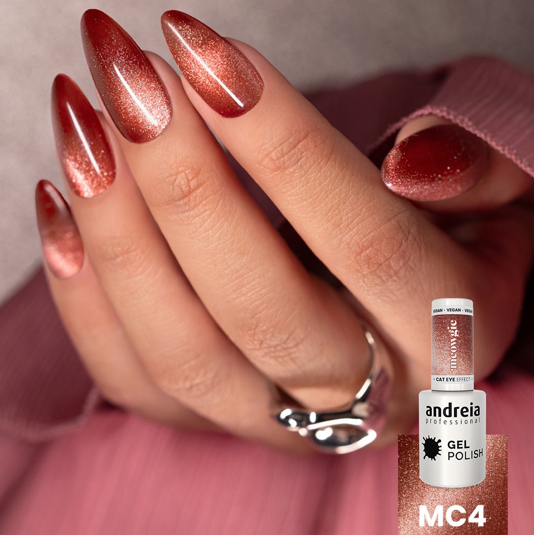 Andreia Professional - Nail Gel Polish - MEOWGIC Cat Eye Effect - MC4 Magnetic Copper Glitter - 10.5ml - Image 2