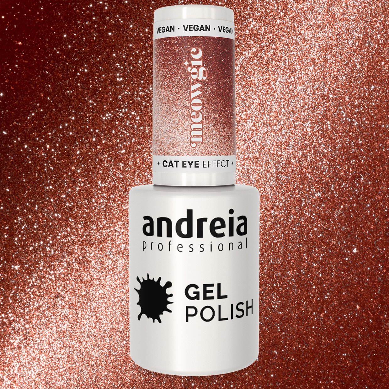 Andreia Professional - Nail Gel Polish - MEOWGIC Cat Eye Effect - MC4 Magnetic Copper Glitter - 10.5ml - Image 3