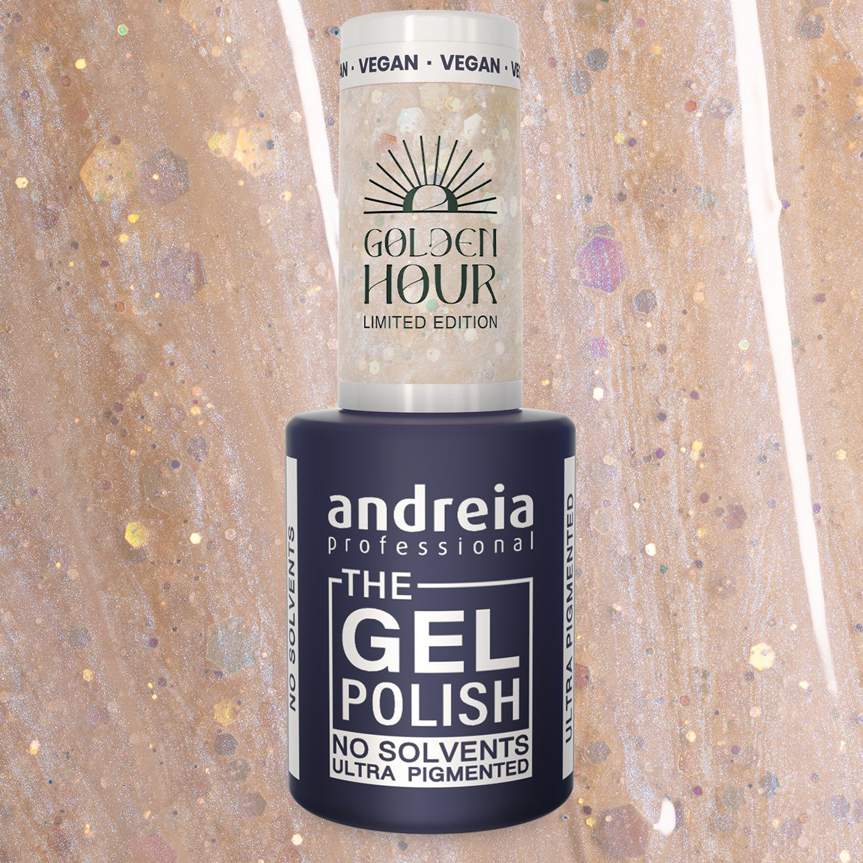 Andreia Professional - Golden Hour Ltd Collection - GH5 Translucent white with holographic glitter - Image 2