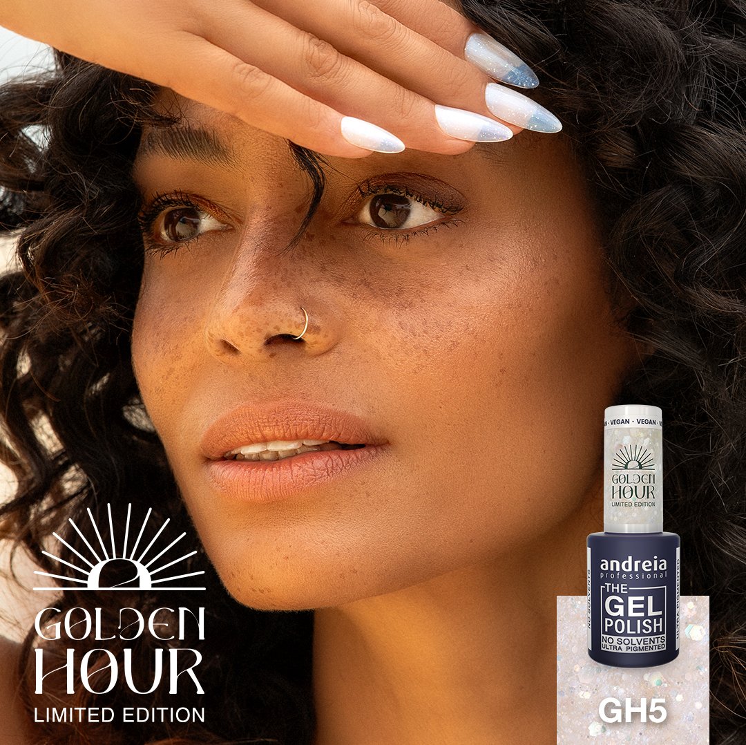 Andreia Professional - Golden Hour Ltd Collection - GH5 Translucent white with holographic glitter - Image 3