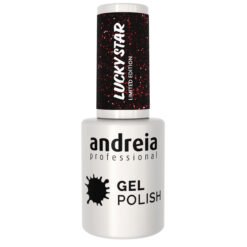 Andreia Professional Gel Polish - Lucky Star Ltd Collection - LS6 Black with red glitters