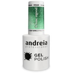 Andreia Professional Gel Nail Polish - Feline Mood Cat Eye Effect Ltd - FE6 Magnetic green glitter with silver shimmers