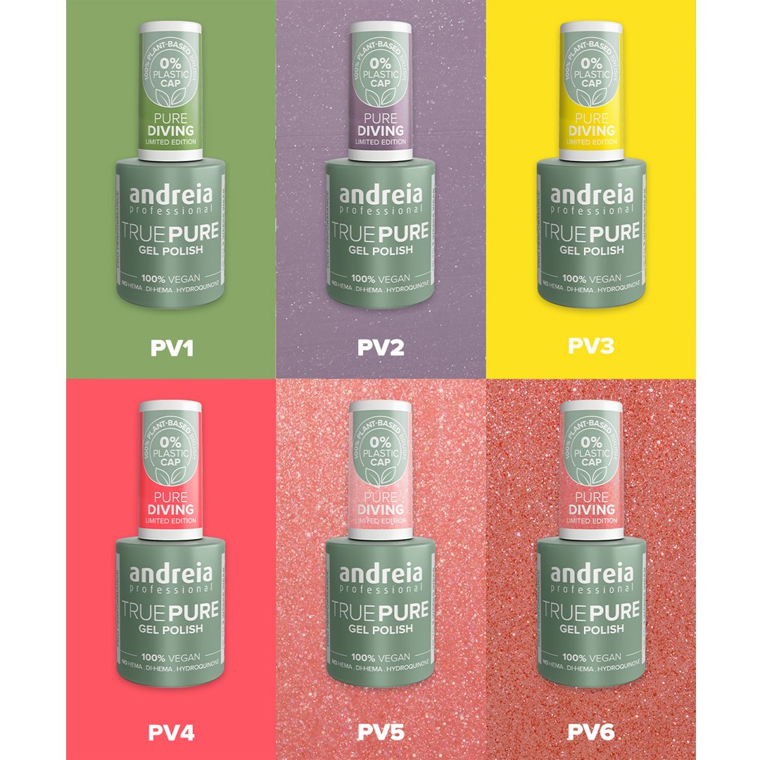 Andreia Professional - True Pure Hema Fee Gel Polish - Pure Diving Collection 6 Colours + Mini Display - Image 3