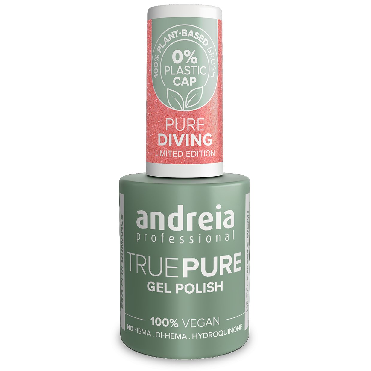 Andreia Professional - True Pure Hema Fee Gel Polish - Pure Diving Ltd Collection - PV6 Pink with Pink and gold glitter