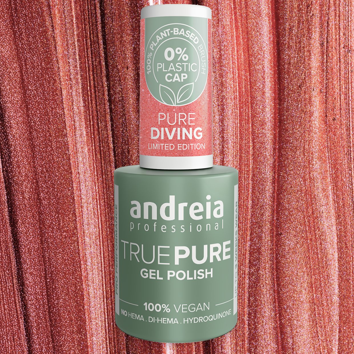 Andreia Professional - True Pure Hema Fee Gel Polish - Pure Diving Ltd Collection - PV6 Pink with Pink and gold glitter - Image 3