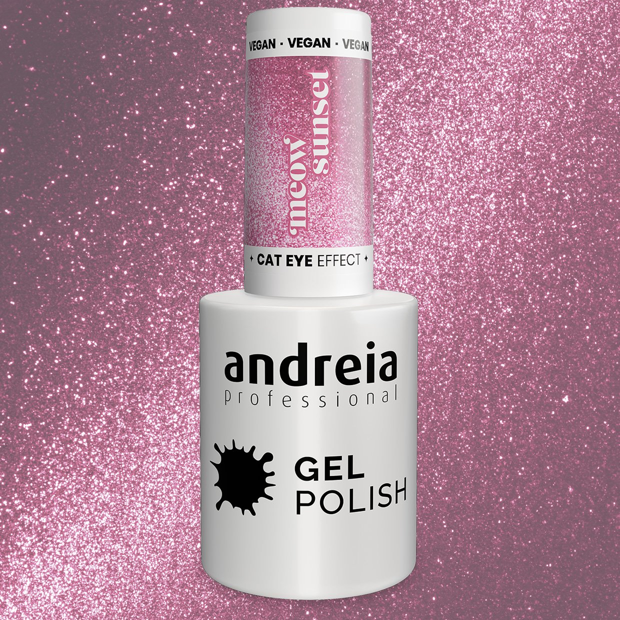 Andreia Professional Gel Polish Cat Eye Effect - Meow Sunset - MW5 Magnetic Light Pink Glitter with Silver Shimmer - Image 3