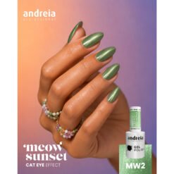 Alternative view of Andreia Professional Gel Polish Cat Eye Effect - Meow Sunset - MW2 Magnetic Light Green Glitter with Silver Shimmer