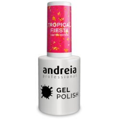 Andreia Professional Gel Polish - Tropical Fiesta Ltd Collection - TR1 Translucent neon Pink with Gold Foil