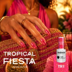 Alternative view of Andreia Professional Gel Polish - Tropical Fiesta Ltd Collection - TR1 Translucent neon Pink with Gold Foil