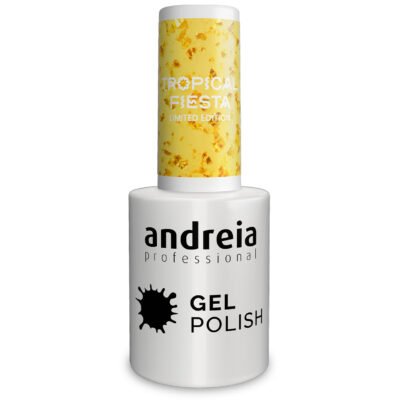 Andreia Professional Gel Polish - Tropical Fiesta Ltd Collection - TR2 Translucent Yellow with Gold Foil
