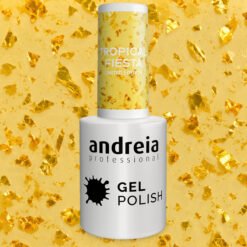 Andreia Professional Gel Polish - Tropical Fiesta Ltd Collection - TR2 Translucent Yellow with Gold Foil - Image 3