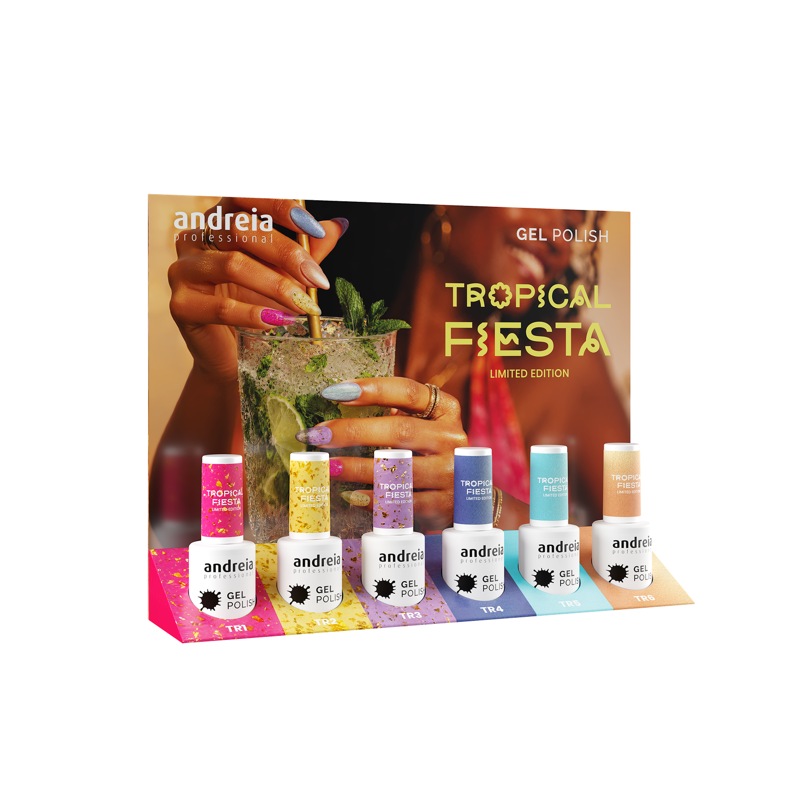 Andreia Professional Gel Polish - Tropical Fiesta Limited Collection - Set of 6 Colours + Free Mini Stand - Image 3