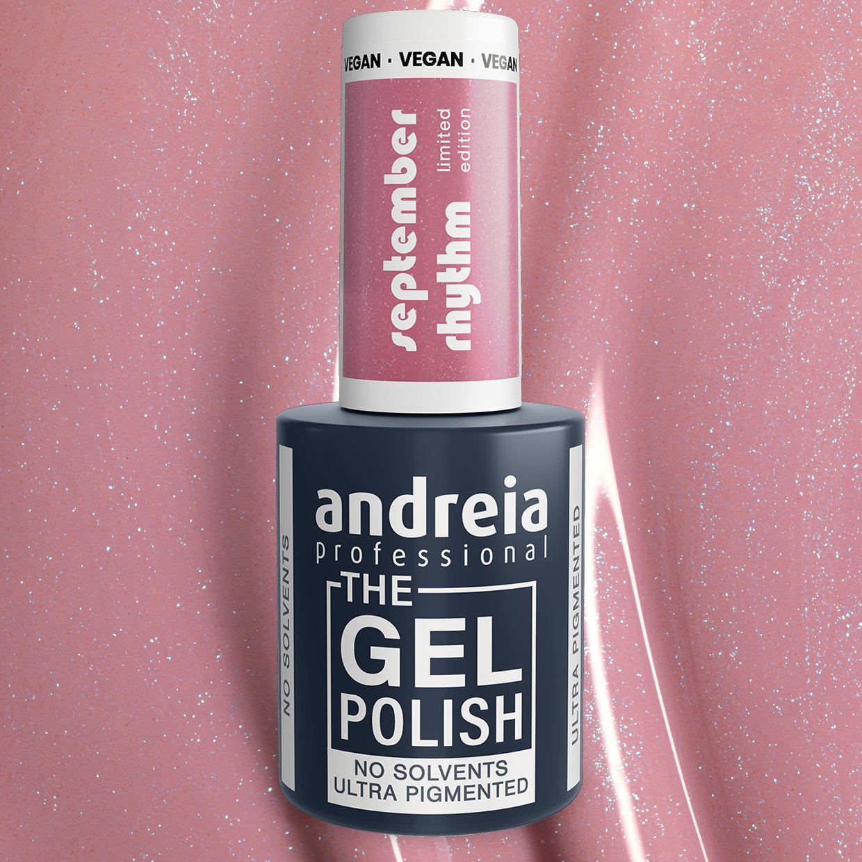 Andreia Professional - The Gel Polish - Solvent Free Gel - September Rhythm Ltd Collection - Colour SR3 Dusty Rose with Subtle Multicoloured Glitter - 10.5ml - Image 3