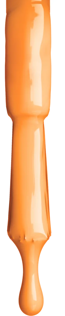 Orange gel polish brush dripping
