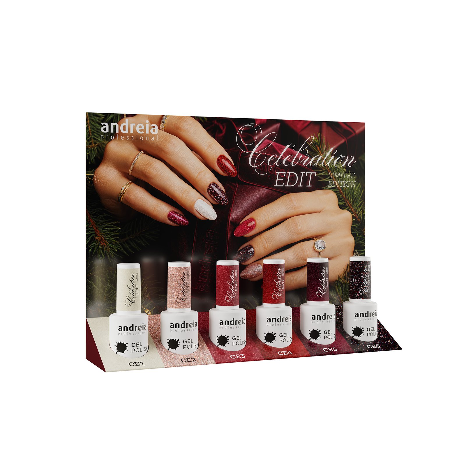 Andreia Professional Gel Polish - Celebration Edit Limited Collection - Set of 6 Colours + Free Mini Stand - Image 2
